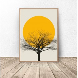 Kolorowy plakat "Sunset tree"