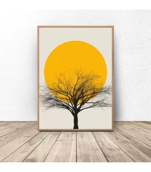 Kolorowy plakat "Sunset tree"