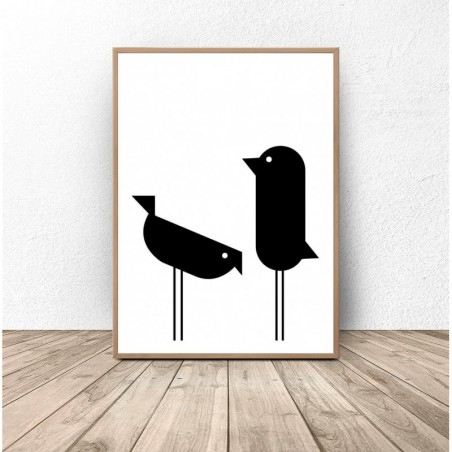 Plakat geometryczny "Dwa ptaki"