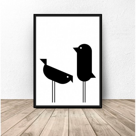 Set of 3 posters with geometric birds