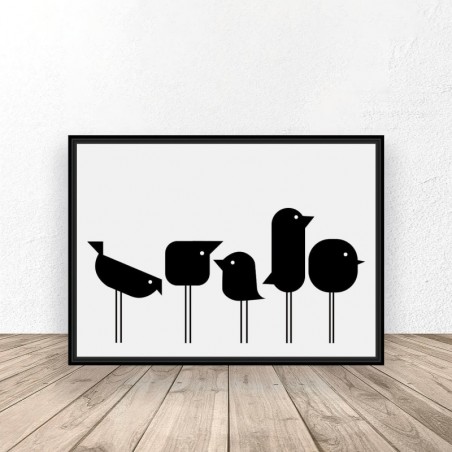 Set of 3 posters with geometric birds