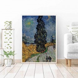 Plakat reprodukcja "Droga z cyprysem i gwiazdą" Vincent van Gogh