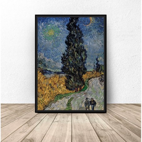 Plakat reprodukcja "Droga z cyprysem i gwiazdą" Vincent van Gogh