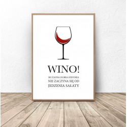Plakat do kuchni "Wino i sałata"