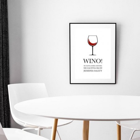 Plakat do kuchni "Wino i sałata"