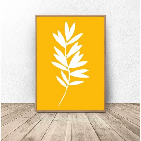 Żółty plakat "Biała roślinka"