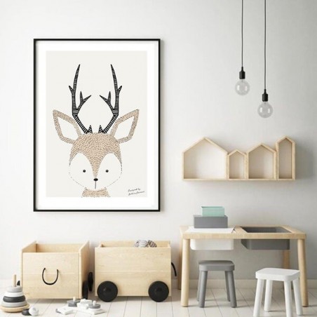 Author's poster with a deer
