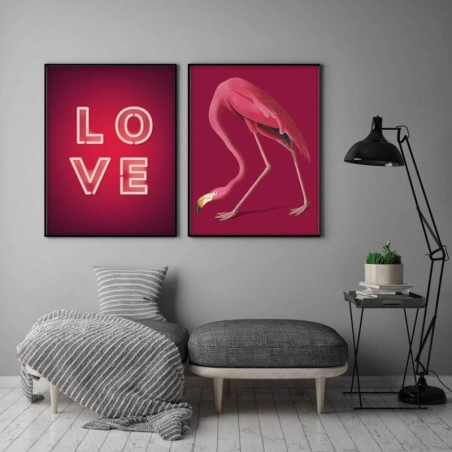 Zestaw dwóch plakatów "Zakochany flaming"