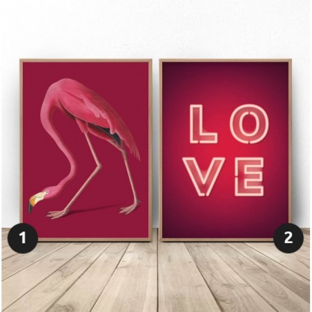 Zestaw dwóch plakatów "Zakochany flaming"