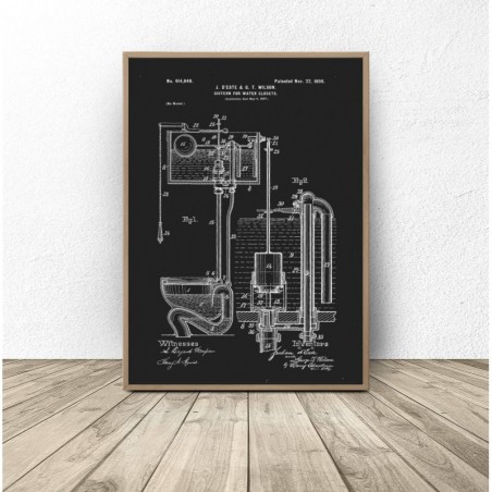 Black poster for the bathroom and toilet "Toilet"