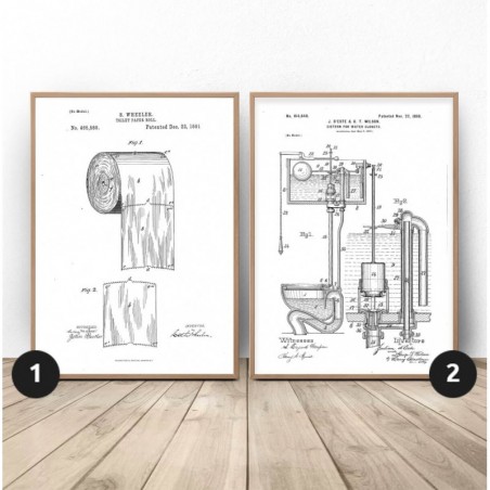 Set of two toilet posters "Toilet and paper"