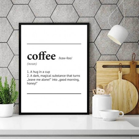 Poster with the inscription definition of the word "Coffee"