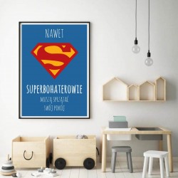 Plakat motywacyjny dla dziecka "Superbohaterowie sprzątają"