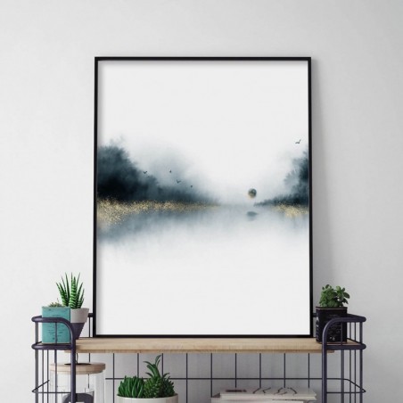 Abstract poster "Forest by the lake"