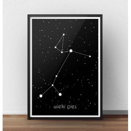 Plakat z układem gwiazd w kształcie Wielkiego Psa