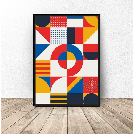 Geometric wall poster with red color
