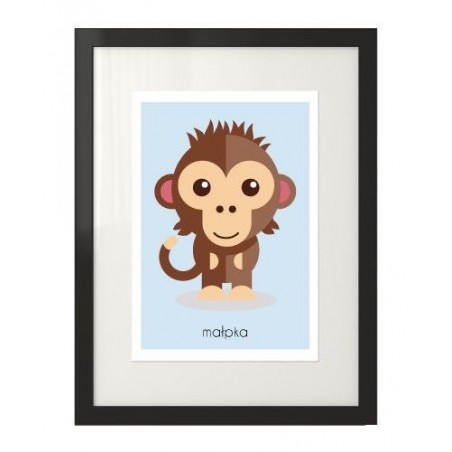 Poster z wizerunkiem kolorowej małpki do pokoju dziecka
