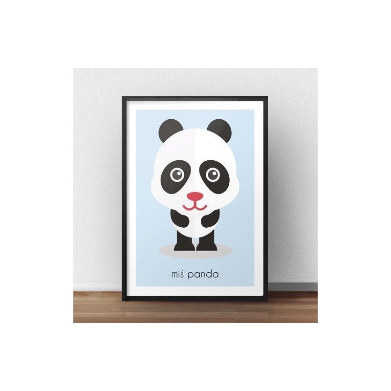 Pastelowy poster dla dzieci z wizerunkiem małego misia panda