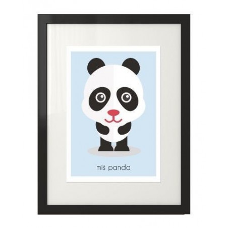 A colorful children's poster in pastel colors with a panda bear