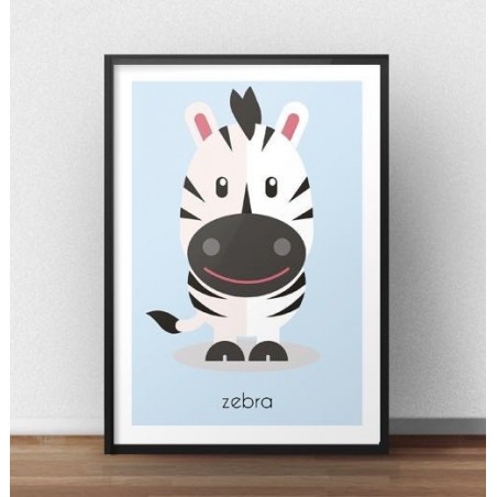 Pastelový plakát pro děti s obrázkem roztomilé zebry