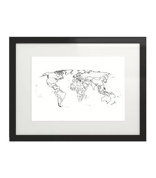 Plakat "Mapa świata" kontury państw