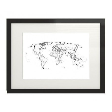 Plakat "Mapa świata" z kształtami krajów świata