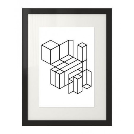 Plakat abstrakcyjny z geometryczną kompozycją w klocki