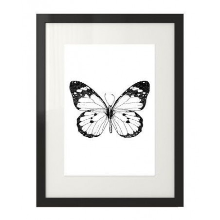 Czarno-biała grafika przedstawiająca motyla