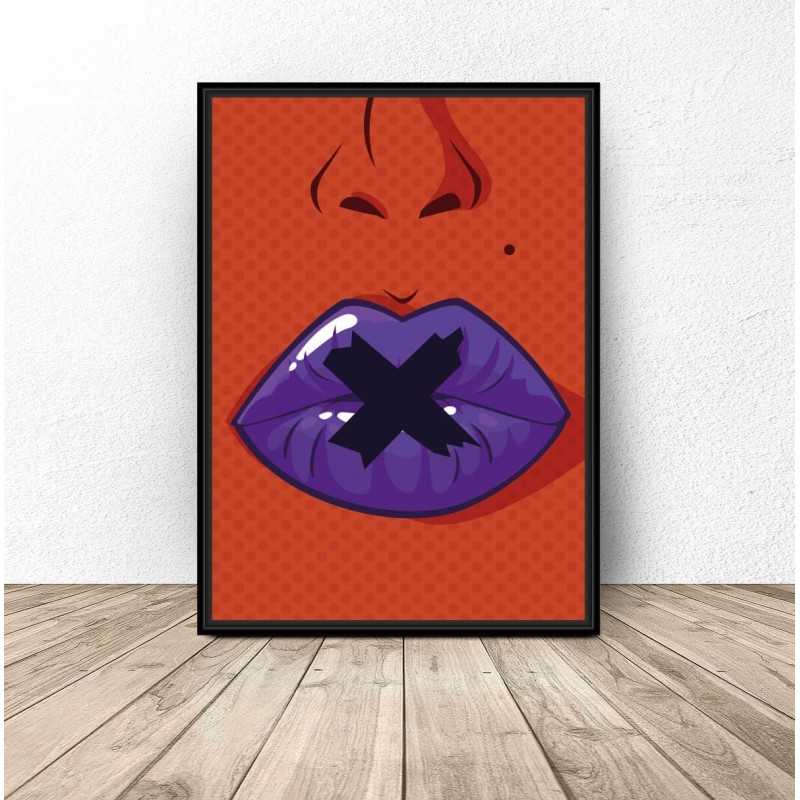 Plakat pop-art Zamknięte usta
