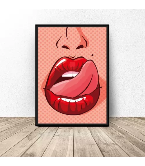Zestaw trzech plakatów pop-art "Usta"