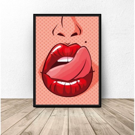 Zestaw trzech plakatów pop-art "Usta"