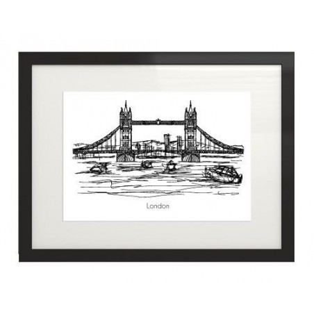 Plakat z miastem Londyn i mostem londyńskim w pozycji poziomej