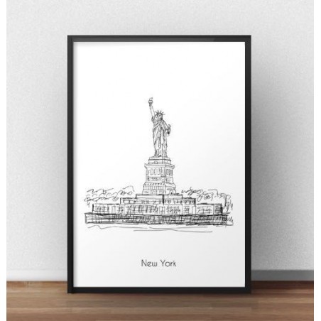 Poster with the Statue of Liberty in New York