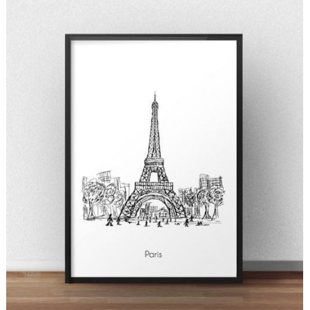Plakát s Eiffelovou věží v Paříži k zavěšení na zeď