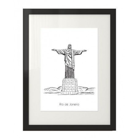 Černobílá grafika k zavěšení na zeď pomníku Krista Spasitele v Rio de Janeiru