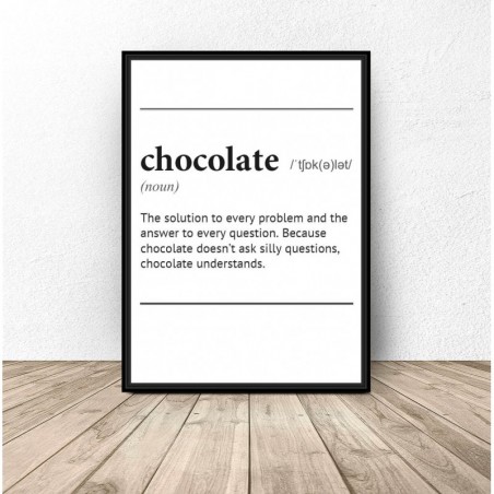 Poster with inscription definition of the word "Chocolate"