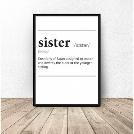 Plakat z napisem definicji słowa siostra - Sister