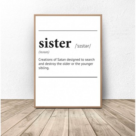 Plakat z napisem definicji słowa siostra - Sister