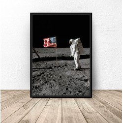 Plakat NASA "Amerykańska flaga na Księżycu"