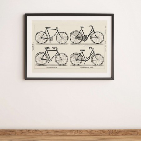 Poster Horizontal with Bicycles in Retro Style - Wall Art | Scandi Poster