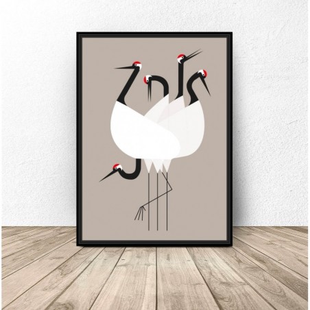 Decorative Poster Group of Herons - Wall Art with Illustration | Scandi Poster