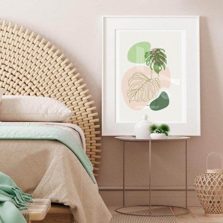 Poster Geometric composition with monstera leaf 2