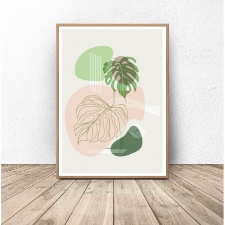 Poster Geometric composition with monstera leaf