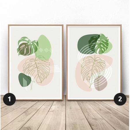 Set of Two Posters Monstera Composition - Wall Art | Scandi Poster