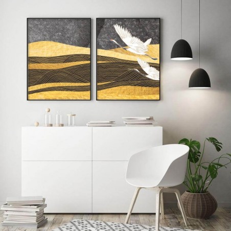 Zestaw Dwóch Plakatów Żurawie nad Pustynią - Grafika na Ścianę | Scandi Poster
