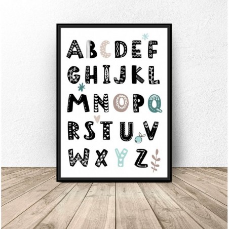 Alphabet Poster Mint Letters for Children - Wall Art for a Children's Room | Scandi Poster