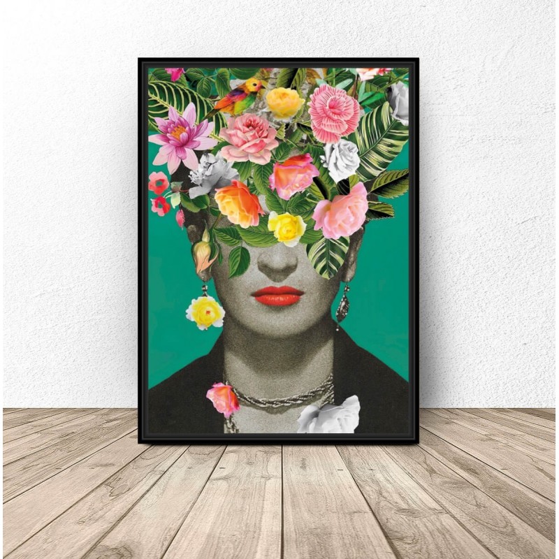 Plakat Frida Kahlo w kwiatach