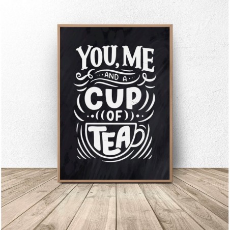 Black Kitchen Poster You Me Cup of Tea - Wall Art with English Inscriptions | Scandi Poster