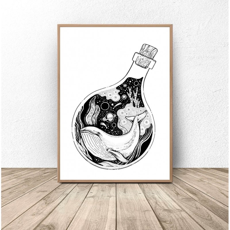 Plakat abstrakcyjny Wieloryb w butelce