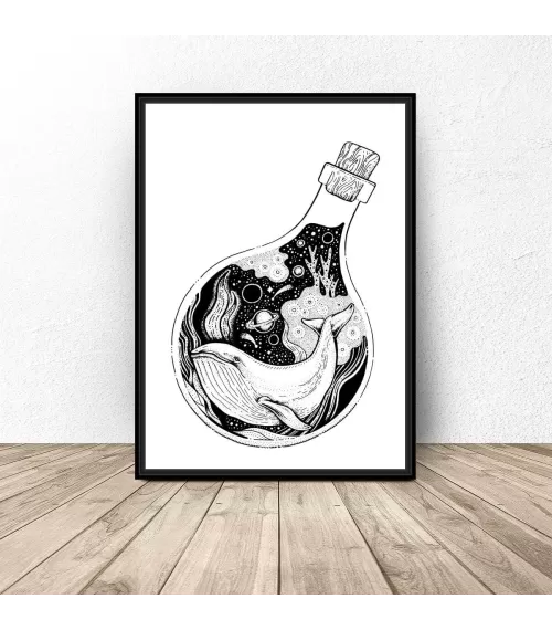 Plakat abstrakcyjny "Wieloryb w butelce"